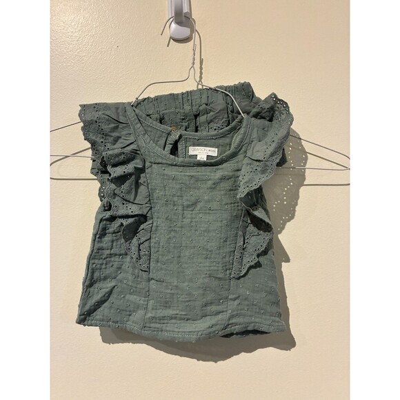 NWOT Grayson Mini Green Eyelet Ruffle Top & Diaper Cover Outfit - 18M - Picture 1 of 3